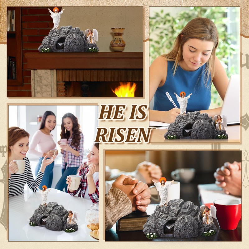 Vercraft Jesus Easter Decorations Easter Resurrection Scene Set Resin Table