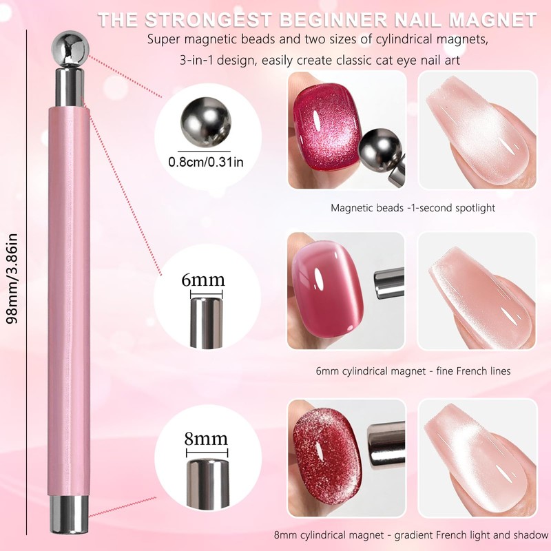 HYWWPFLAY Cat Eye Magnet for Nails, Chasing Light Cat Eye