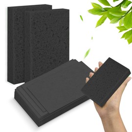 12 - Pack Non-Scratch Scrub Sponges - Sponges for Dishes and Washing Dishes, Cleaning Sponges for Kitchen Home Bathroom Cars, Funny Cut-Outs DIY for Kids (Black)