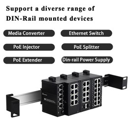 1U 19inch Rack Mount Din Rail Chassis, 19" Rackmount Aluminum Alloy Bracket for 35mm Din-Rail Mounted Device Installed in 19” Rack or Cabinet, Din Rail Mount Ethernet Switch Shelf Kit