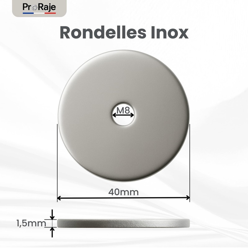 Stainless Steel Washers M8 x 40mm - Thickness 1.5mm |