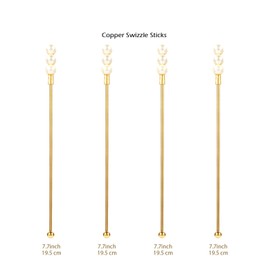 Exquisite Gold Pearl Stainless Steel Coffee Beverage Stirrers Stir Cocktail Drink Swizzle Stick for Wendding Party Value Pack, Hostess Gifts Set of 4, 7.5 Inches Long