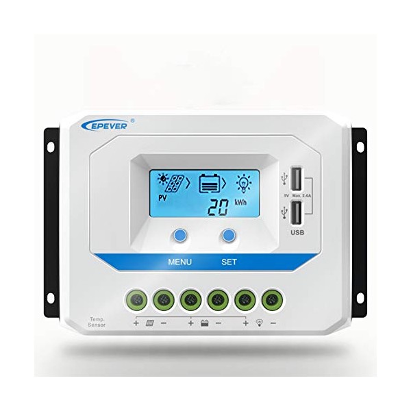 EPEVER Solar Charge Controller 10A 12V/24V Auto Work, Solar Panel