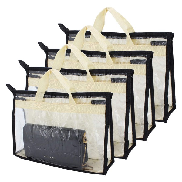 ShawFly 4pcs Handbag Storage Dust Cover, Upgrade Thicken PVC Transparent