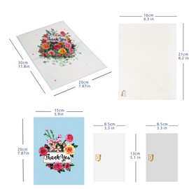 CNLITIHEKA Thank You Flower Pop Up Cards Mother’s Day Bouquet Card 3D Flower Greeting Card Teacher's Day Appreciation Card for Your Family Teachers Friends Colleague.