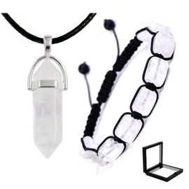 HESHPAWS 7 Chakra Pendant Necklace Healing Bracelet Set Orgone Energy Protection Necklace Yoga Adjustable Bracelet for Women Men, Stone, stone