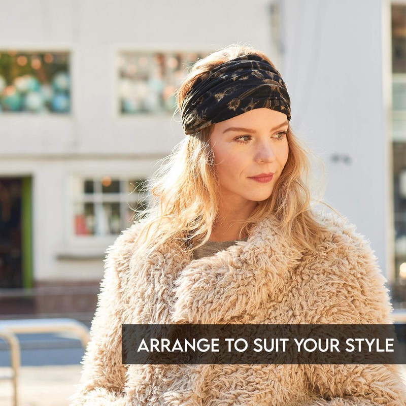 CHARM Tie Dye Headband Hippie Elastic Bandana Head Cover Wrap