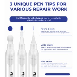 YULOFMVE Touch Up Paint Pen Kit, New Upgraded 3 Refillable Paint Pens with 3 Types of Brushes, Fillable Paint Touch Up Pens for Walls, Furniture, Floors, Windows, Doors(New Upgraded 6 Pcs Pack of 1)