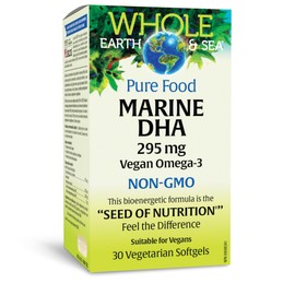 Natural Factors Natural Factors Whole Earth & Sea® Pure Food Marine DHA Vegan Omega-3 300 mg 30 Vegetarian Softgels, Proudly Canadian