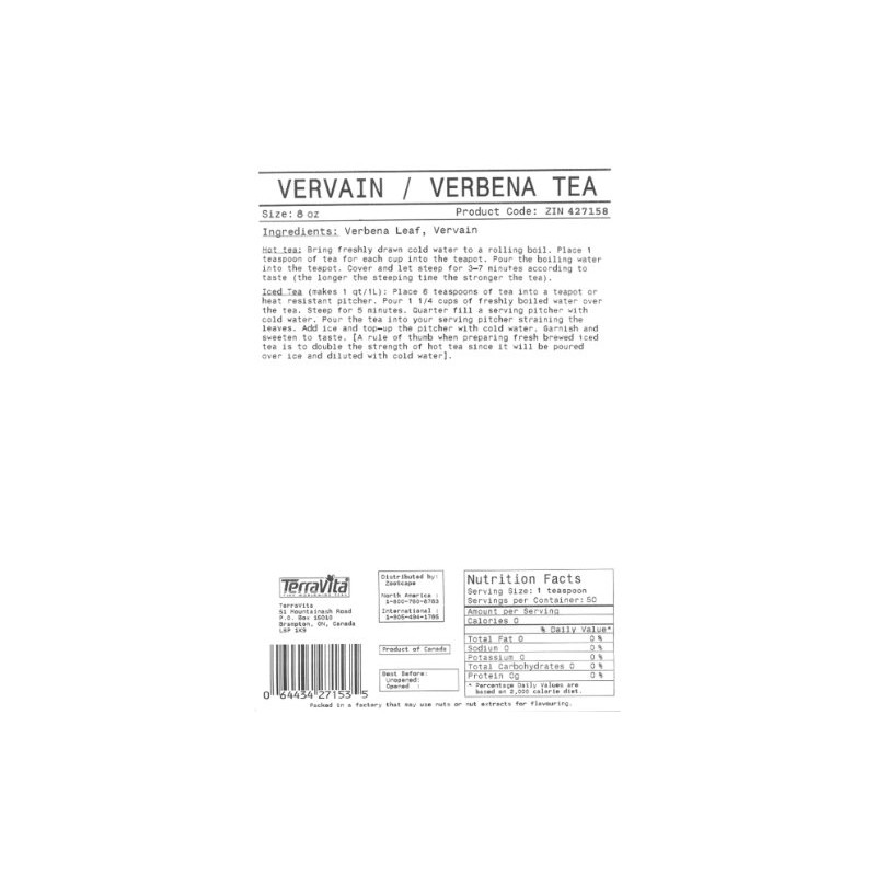 Vervain, Blue (Verbena) Tea (Loose) (8 oz, ZIN: 427158)
