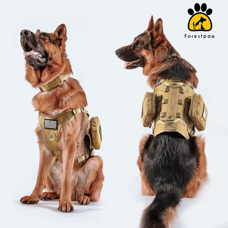 Forestpaw Tactical Dog Harness for Large Dogs,Tactical Dog Collar with
