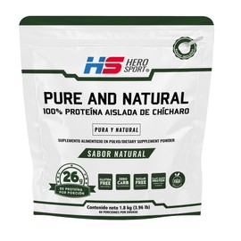 HS HERO SPORT Peas Protein Proteína Vegana de Chícharo Natural 1.8kg. 26g de Proteína por Porción, 60 Porciones,Plant Based, Gluten Free, Sugar Free, 