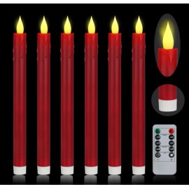 6PCS Flameless Taper Candles Light Flickering Battery Operated with Remote Timer