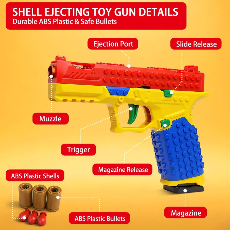 Building Block Toy Gun, Automatic Shell Ejecting Gun Soft Bullet