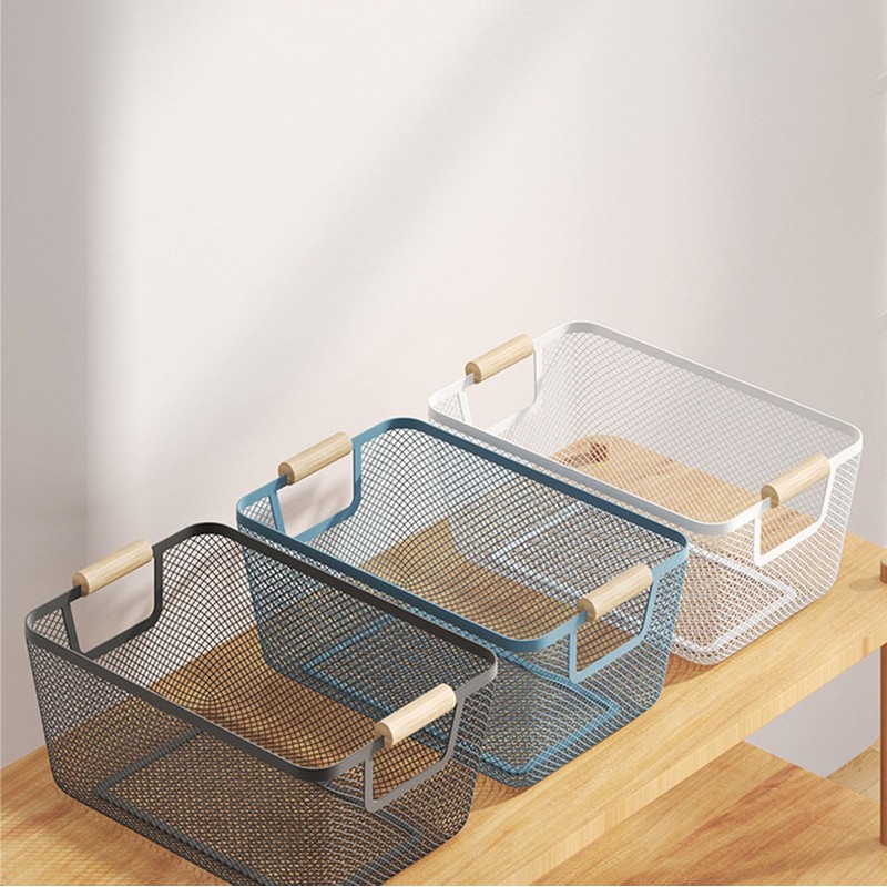 AJIODA Metal Mesh Steel Basket, Small Wire Storage Organizer Baskets