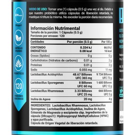 60 Billones de Probióticos 3 diferentes Cepas 120 Cápsulas Veganas. Ingredientes naturales. 60 Billion Probiotics B Life.