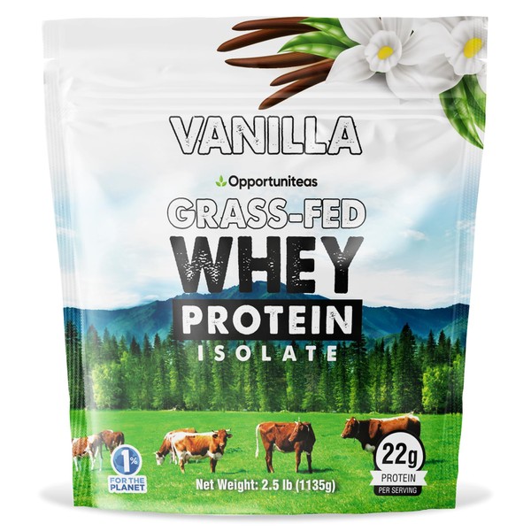 Opportuniteas Grass Fed Vanilla Whey Protein Isolate Powder - 22g