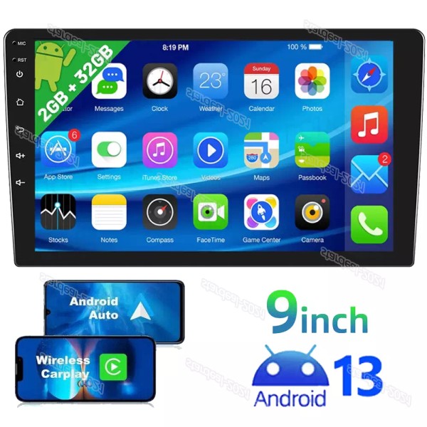 Unbranded Double 2 Din 9" Android 13 Apple Carplay Car