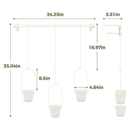 Bamworld Hanging Planters for Indoor Plants with 3Pots Metal Plant Hanger Indoor Hanging Plant Holder Wall Planters Window Plant Shelves Plant Hanger Rod for Hanging Pots for Wall Decor(White)