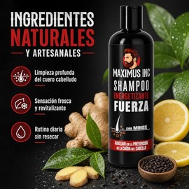 Shampoo Crecimiento Cabello Hombre con Activos Estimulantes y Minox - Detiene la Caída y Fortalece los Folículos - Champú Engrosador Anticaida Diario para Pelo Fino o Debilitado 500 Ml