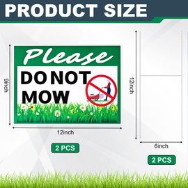 Soaoo 2 Pcs Please Do Not Mow Sign with Metal H Stake 12 x 9 Inches No Mow May Yard Flag Double Side Corrugated Plastic Garden Sign Outdoor for Lawn Yard Garden Decor, Easy to Install