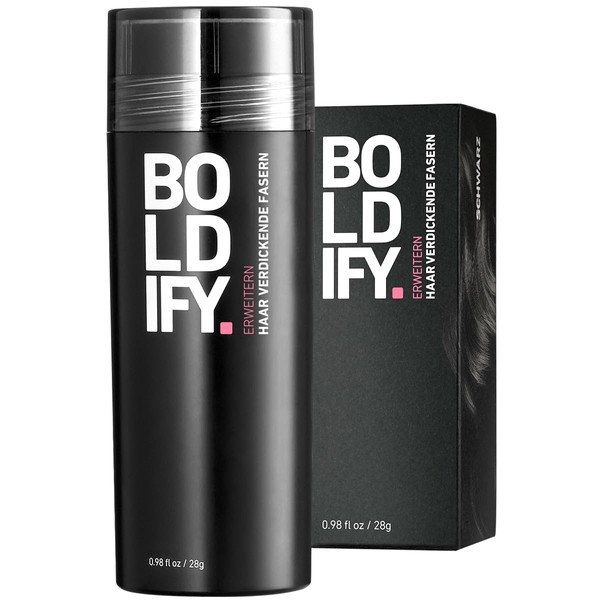 Boldify BOLDIFY Streuhaar fr Dnner Werdendes Haar (Schwarz), Unsichtbar, Natrlich,