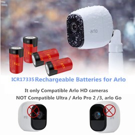 FARSAIL 123A Rechargeable Batteries for Arlo, 4-Pack 800mAH ICR17335 NiMH Batteries for Arlo VMC3030 VMK3200 VMS3130 3230C 3430 3530 Wireless Security Cameras, Flashlight and More