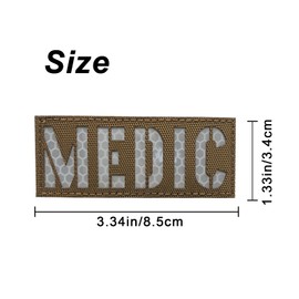 uuKen Reflective Medic Patch with Hook and Loop Coyote Tan and White 3.34"x1.33" for First Aid Kit Pouch Bags Hats Caps (RL Coyote Tan and White)