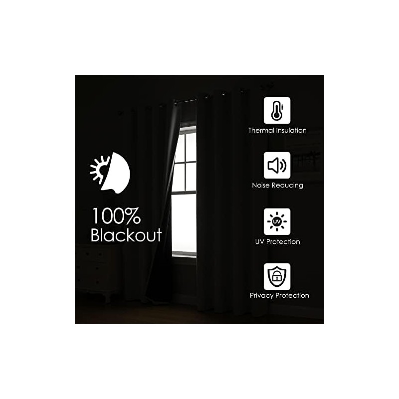ChrisDowa Cortinas 100 opacas para recámara con forro negro, 2