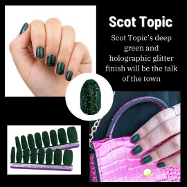 Color Street Scot Topic Nail Polish Strips Set Dark Green Glitter Shimmer NEW