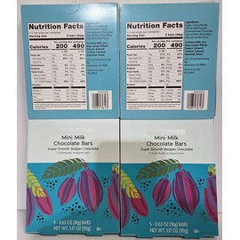 Trader Joe Mini Milk Chocolate Bars Super Smooth Belgian Chocolate 3.17oz 90g (Four Boxes)