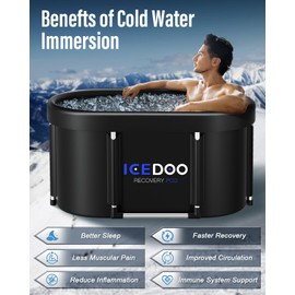 Wxtkkom Wxtkkom New Upgrade XL 139-Gallon Oval Ice Bath Tub - 6 Layered Portable Bathtub, Foldable with Cover Cold Plunge Tub for Athletes, Home Gym, Outdoor Recovery Use.