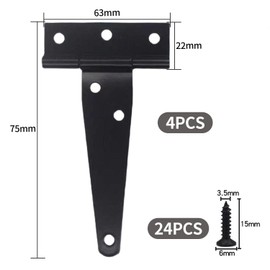 4 Pieces Black T-Shaped Hinges with Set Screws, Garden Door Hinges, Triangular Type Hinges, Heavy Duty Door Hinges, Bearing Door Hinges, Suitable for Door Panels, Windows, Cabinets