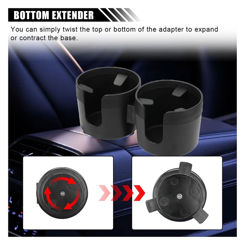 Car Double Cup Holder Extender, 2-in-1 Car Cup Holder Adapter