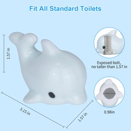 Dolphin-Shaped Ceramic Toilet Bolt Caps (2 Pack) - Decorative Toilet Bowl Bolt Cover Covers for Bathroom, Hide Unsightly Screws & Enhance Bathroom Aesthetics, Universal Fit Toilet Screw Covers (Blue)