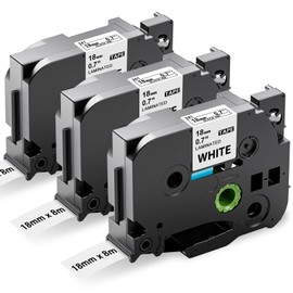 3-Pack Upwinning AZe-241 TZe-241 TZe241 18mm Compatible Brother Label Printer Tape 18mm Black on White, Replace for Brother P Touch Tape 18mm Laminated for Brother P-Touch D400 D450 D460 E300VP H500