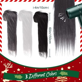 3 Pcs Shaggy Plush Faux Fur Fabric Faux Fur Scrap Pieces Fuzzy Craft Fake Fur Furry Fluffy Fabric Fur Chair Cover Patch Clothing Decoration for Beard Cosplay Costume DIY Projects, 4 x 60 Inch, 3 Color