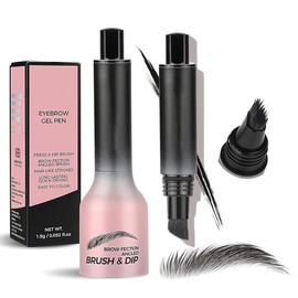 Brow Fection Angled Brush & Dip, Upgraded Liquid Eyebrow Brush, Waterproof Smudge Proof Eyebrow Hair Stroke Brush, Long Lasting Laminated Wild Eyebrow Pen - Color: Grayblack