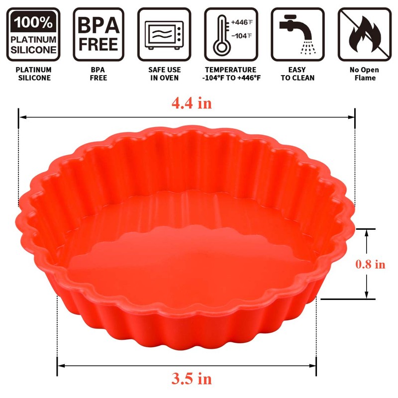 FUNBAKY Silicone Quiche Pan, Mini Pie Pan Non-stick Round Silicone