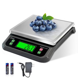 Large Digital Kitchen Scale 88lbs/40kg with 6 Unit Stainless Stee Food Scales with Tare and PCS Funtion LCD Display for Baking, Bread, Cooking, Meat, Vegetables, Farm with Adapter Grey
