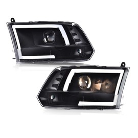 CHEDA LED DRL Headlights Assembly Compatible with 09-12 Dodge Ram 1500 2500 3500 Head Lamps Clear lens Black Housing Clear Reflector Only for Quad Models Faros Conjunto De Faros