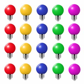 Jiotouhu 20 x 2W E27 G45 LED Golf Ball Bulbs Mixed Color Red Blue Pink Yellow Purple