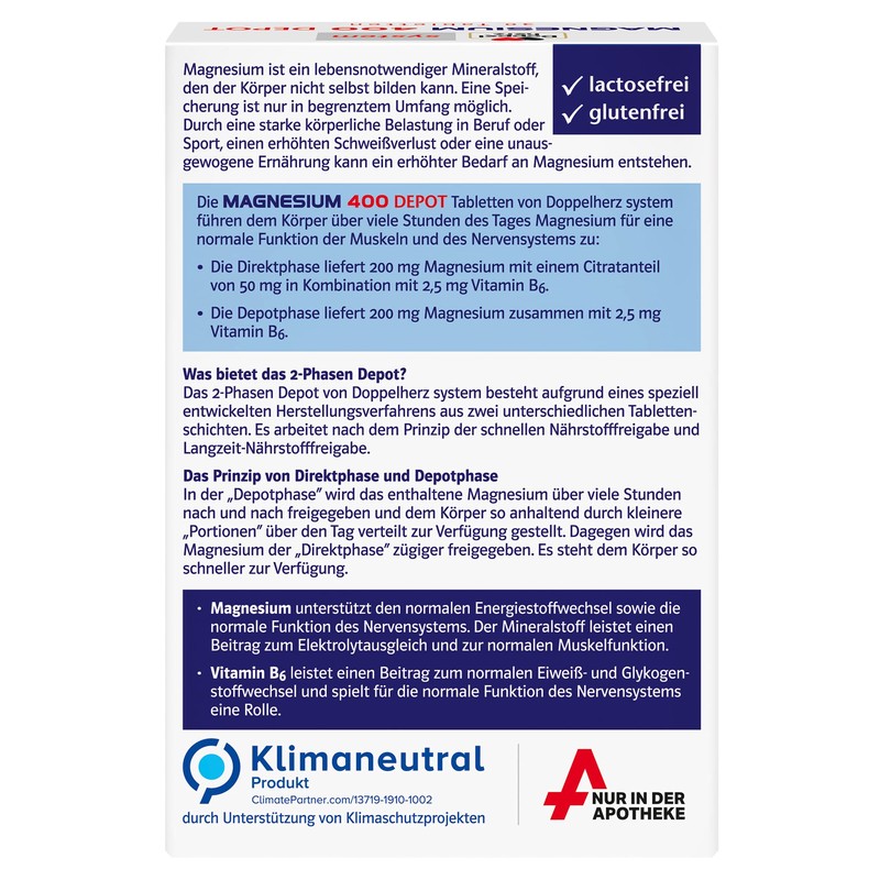 Doppelherz System Magnesium 400 Depot – Magnesium as a Contribution