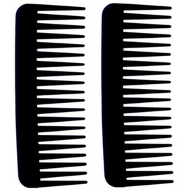 2Pcs Wide Tooth Hair Comb No Static, Detangling Styling Comb For Thick Long Curly Hair, No Handle Round Teeth, Reduce Hair Loss&Breakages, Shower Shampoo Detangler Comb For Women Men (Black)