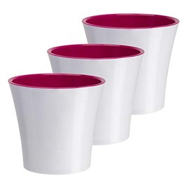 Gardenera 8.6" ARTE Self Watering Planter (Set of 3) in WHITE/PURPLE - Indoor Flower Pot for All House Plants, Flowers, Herbs, Succulents, Orchideas, Dahlias and African Violets