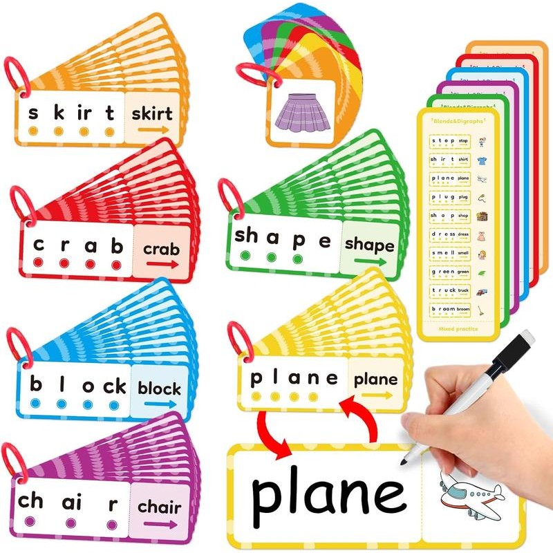 Phonics Flash Card ，Kasfalci，Learn to Read ，Blends and Digraph Cards