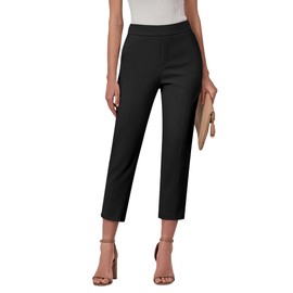 GRAPENT Women Black Pants Black Slacks Women High Waisted Black Trousers Black Womens Pants Women's Black Pants Black Capri Pants Color Black Size XL X-Large Size 16 Size 18