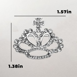 Crown Brooch Pins for Women Men Retro Rhinestone Princess Queen Pins Silver Brooches for Women Men Lapel Pin for Suits Banquet Crown Brooch for Birthday Wedding Party Coat Accessories Sash Pin