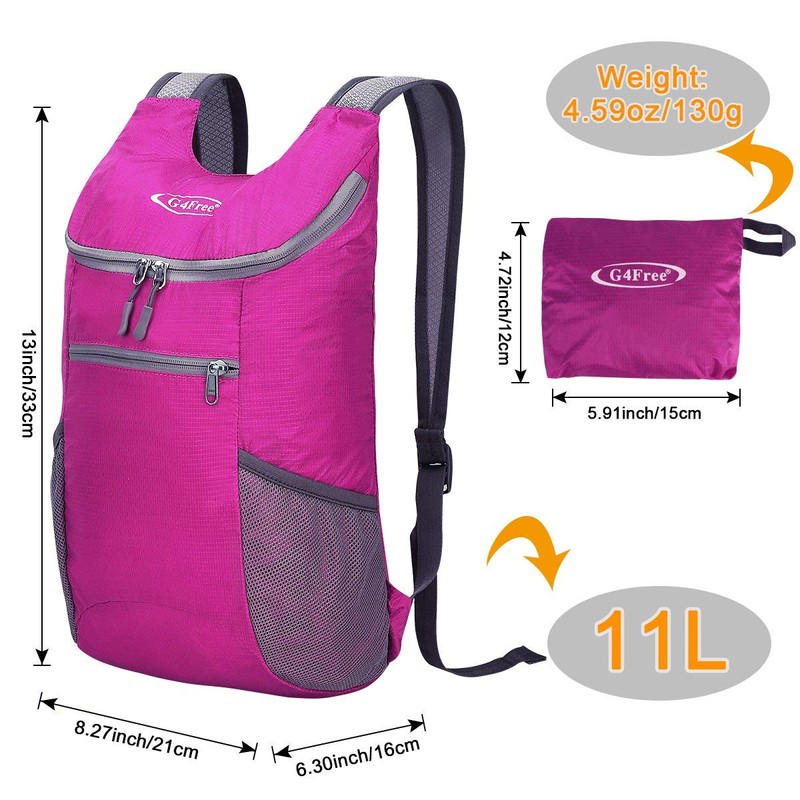 G4Free Lightweight Casual Daypack 11L Foldable Backpack Camping Packable Rucksack