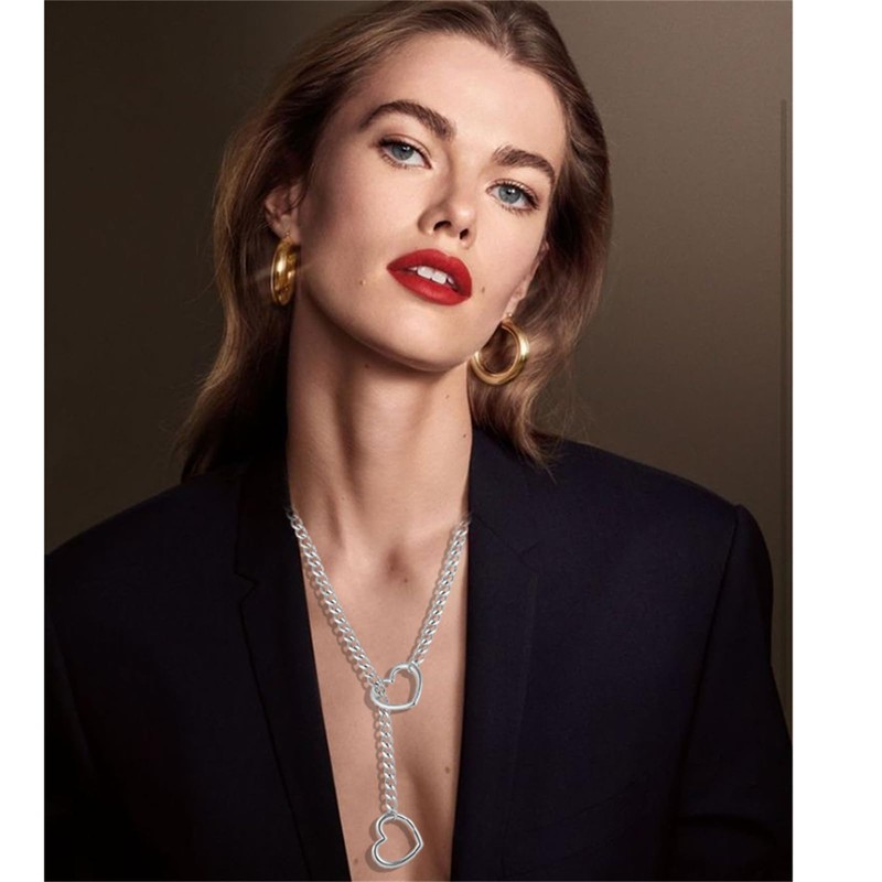 CesmiPSteh Love Shackles Necklace, 70 cm Heart Necklace Women, Heart